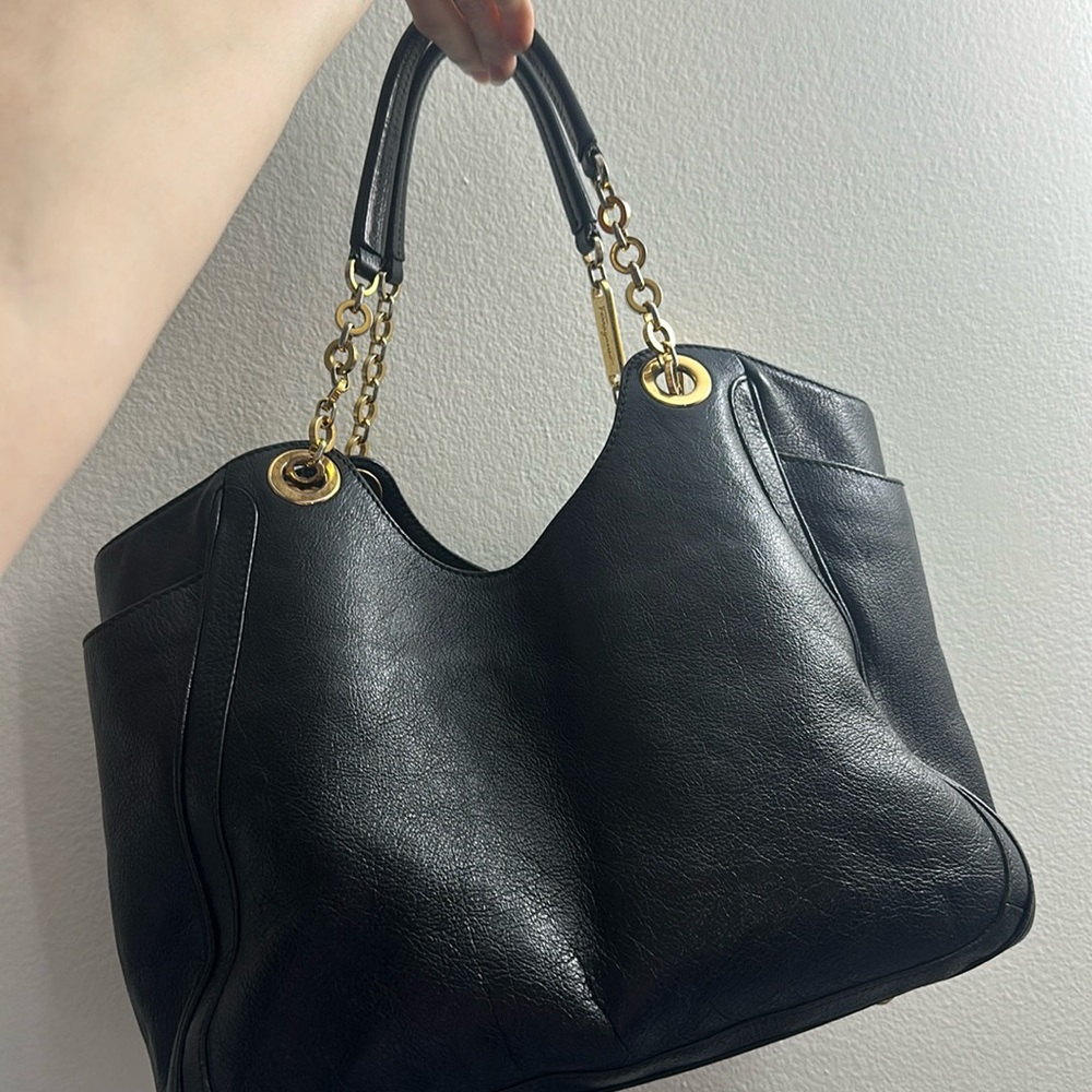 Salvatore Ferragamo Black Satchel with Gold Accents - Picture 7 of 13
